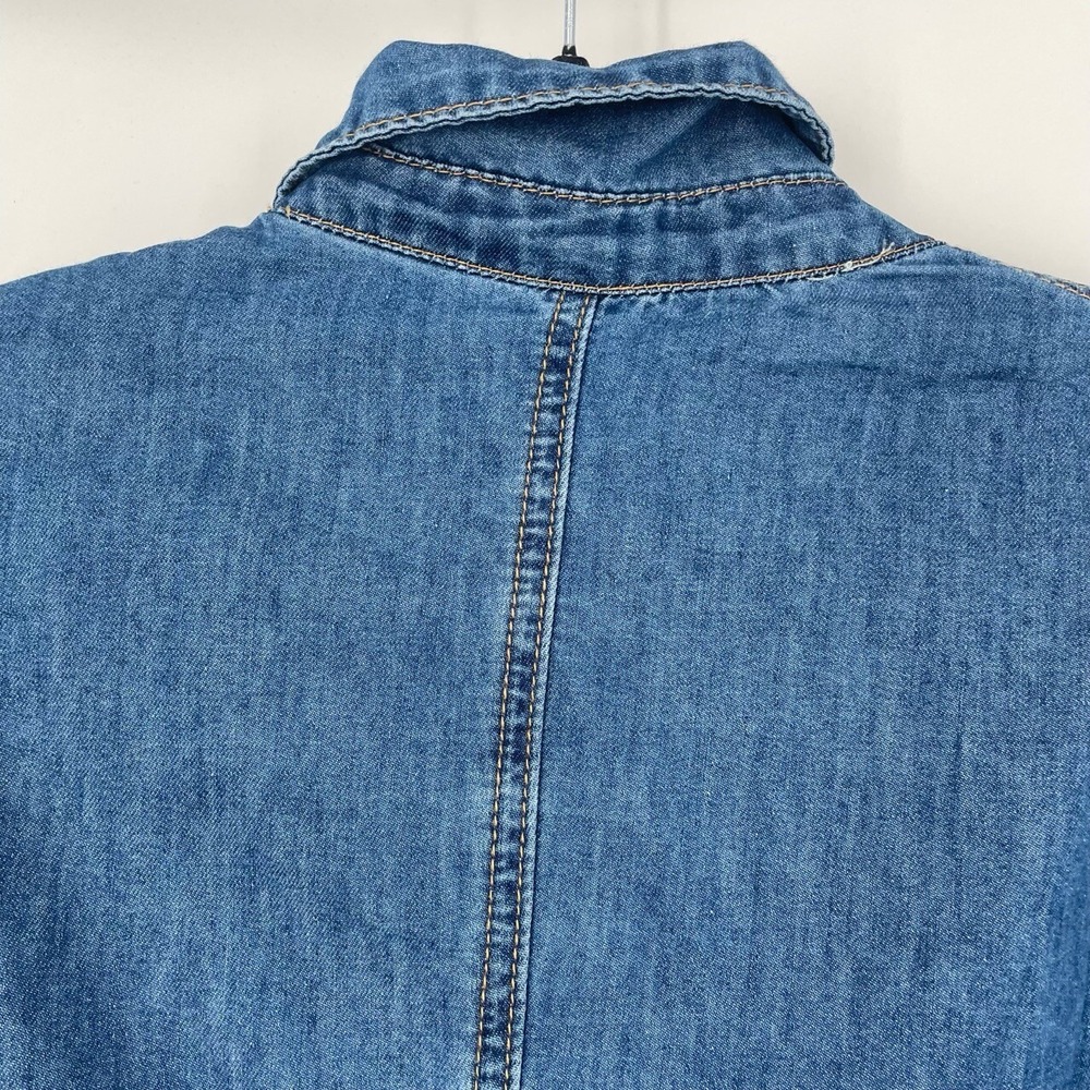 Allegra K Womens Blue Button Down Long Sleeve Collared Denim Shirt Dress Size XS - Picture 4 of 12